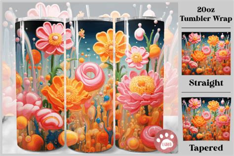 Playful Flowers Tumbler Wrap Png Graphic By Luna Art Design · Creative Fabrica