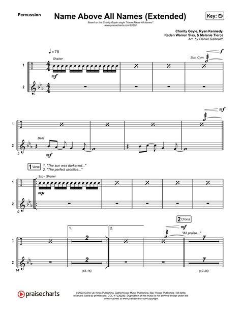 Name Above All Names Extended Percussion Sheet Music Pdf Charity