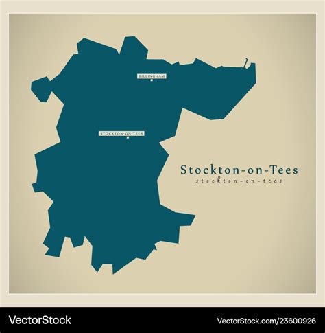 Modern Map Stockton On Tees Unitary Authority Vector Image