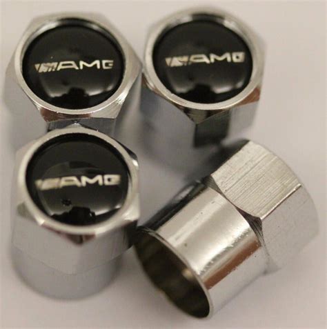 AMG Black Tire Valve Stem Caps Plus Free Extra Cap