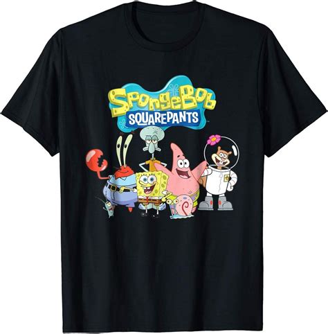 Nr Spongebob Squarepants Friends T Shirt Black Size Mens S 5xl Uk Clothing