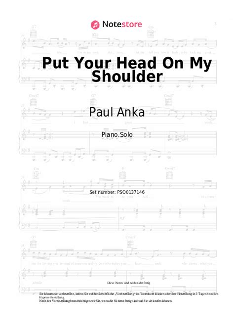 Put Your Head On My Shoulder Paul Anka Noten Pdf Solo Klavier Note