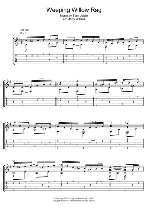 Weeping Willow Rag Sheet Music Scott Joplin Guitar Tab