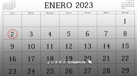 El lunes 02 de enero del 2023 es feriado o día no laborable en el Perú