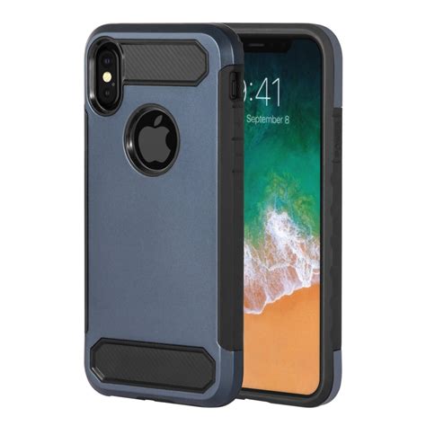 Insten 2380645 Dual Layer Hybrid Pc Tpu Rubber Case Cover Compatible With Apple Iphone X Blue