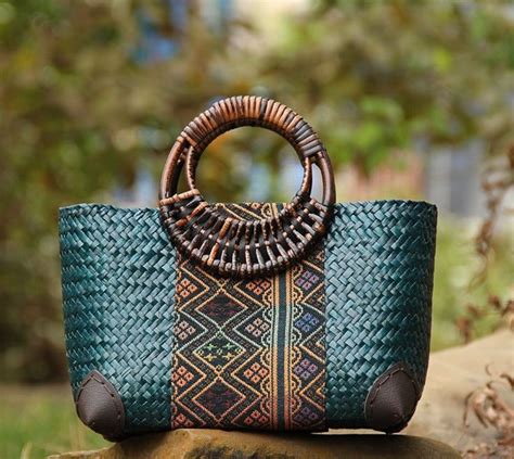 Bolsas Palha motivos Étnicos Rattan bag Woven bag Bags