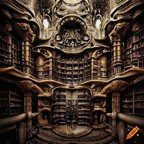 Gothic House Library Inspired By Hr Giger On Craiyon