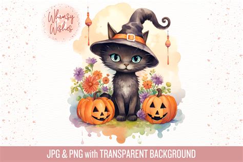 Halloween Witch Cat With Blue Eyes Graphic By Whimsyandwishes