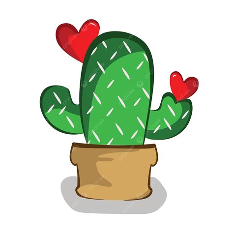 Valentine Cactus Vector Drawing Valentine Cactus Watercolor Cactus