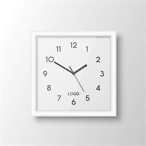 Plantilla De Dise O De Reloj De Oficina De Pared Blanca Cuadrada