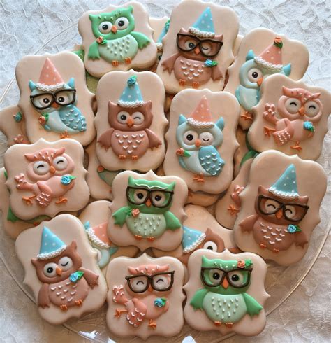 Party Owls Platter Owl Cookies Decorated Owl Cookies Royal Icing