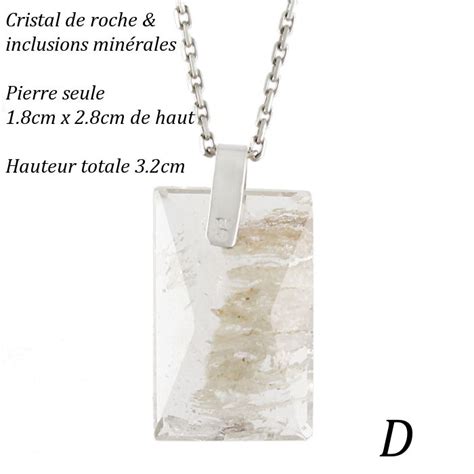 Pendentif Cristal De Roche Inclusions Argent Mod Le Au Choix