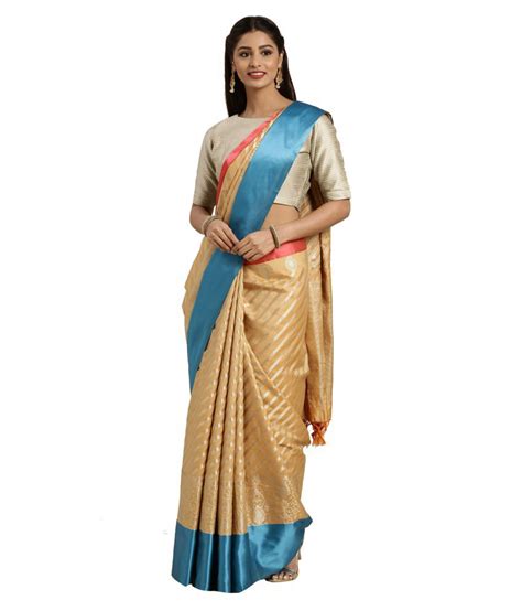 Varkala Silk Sarees Blueorange Katan Silk Saree Buy Varkala Silk Sarees Blueorange Katan