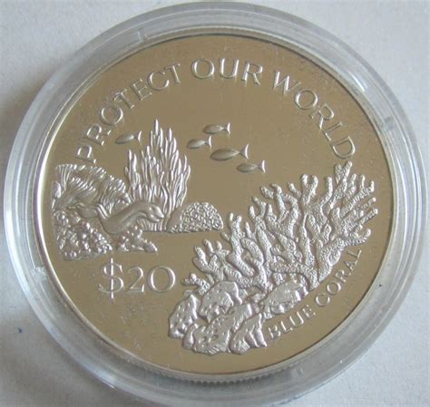 Tuvalu Dollars Protect Our World Blue Coral Silver Mago Mue