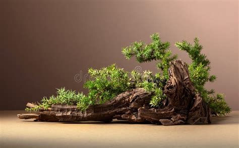 Abstract Nature Scene With A Composition Of Juniper And Dry Snags Stock