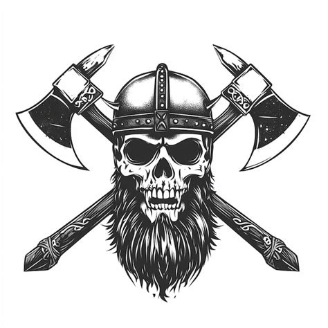Bearded Viking Skull With Helmet Premium Ai Generated Vector