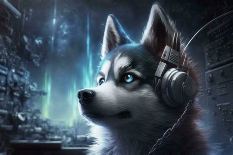 Gaming Husky A Cute Canine In Headset Ready To Play 24066742 Stock