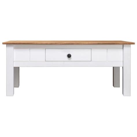 ZERODIS Table Basse Blanc 100x60x45 Cm Pin Massif Assortiment Panama