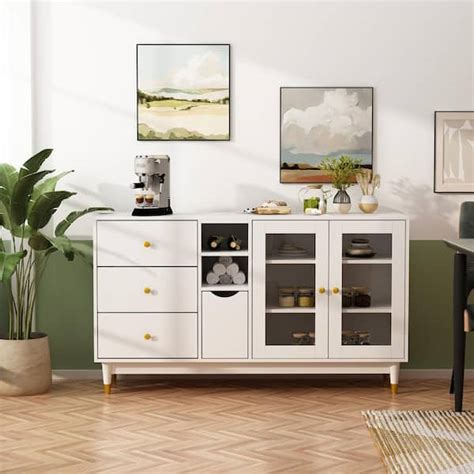 Fufu Gaga White Wooden In Width Sideboard Accent Storage