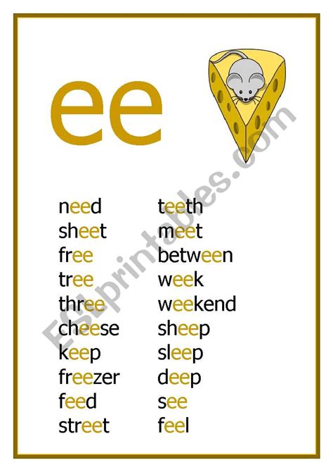 Ee Reading Flashcard Esl Worksheet By Kinniejane