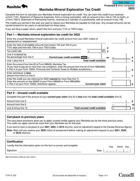 Form T1241 2022 Fill Out Sign Online And Download Fillable Pdf Canada Templateroller