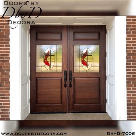 Custom Church Methodist Cross Leaded Glass Doors - Doors by Decora