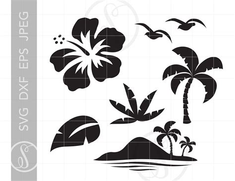 Scrapbooking Tropical Flower Place Cards Svg File Cut File For Cricut