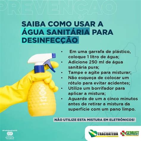 Saiba como usar a água sanitária para desinfecção