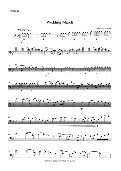 Wedding March Mendelssohn Trombone Sheet Music