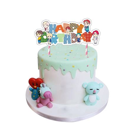 42pcs Kpop Bt21 Bts Temalı Parti Dekorasyon Pastası Toppers Latex Balon