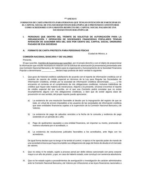 Pdf Anexo U Formatos De Carta Protesta Para U Eacp Pdf