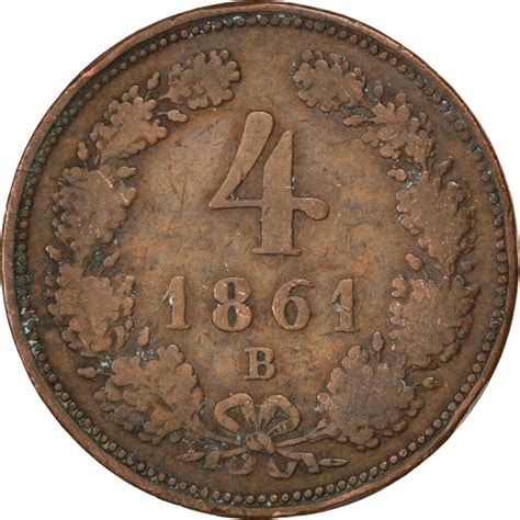 Coin Austria Franz Joseph I Kreuzer Vf Copper Km