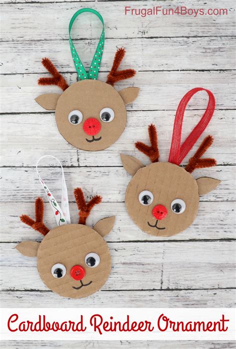 Cardboard Reindeer Ornament Christmas Craft for Kids - Frugal Fun For ...