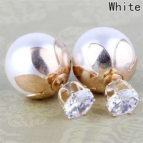 Fashion Simulated Pearl Ball Earrings Flower Hiphop Korea Jewelry