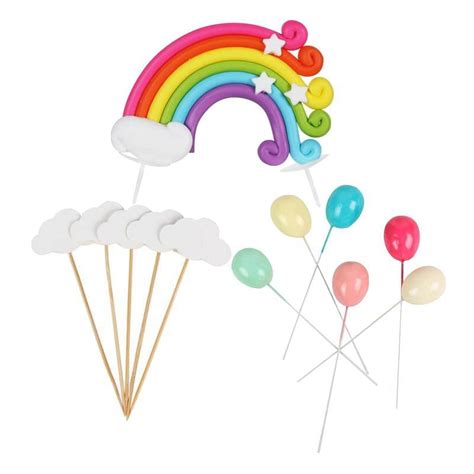 Pcs Colorful Rainbow Cake Topper Wedding Cake Cupcake Picks Set