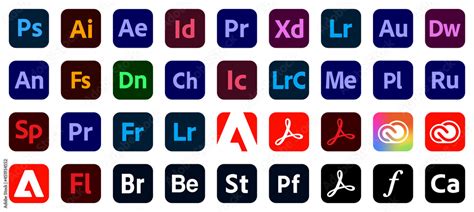 Vinnytsia Ukraine August 16 2021 Adobe Products Icons Collection