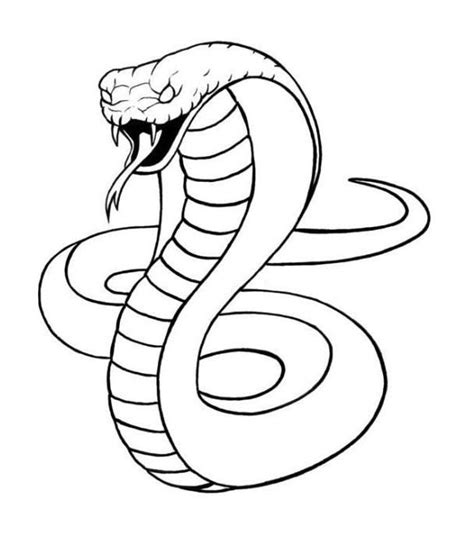 King Cobra Snake Coloring Sheet | Esbozos, Dibujo de serpiente, Páginas para colorear de animales