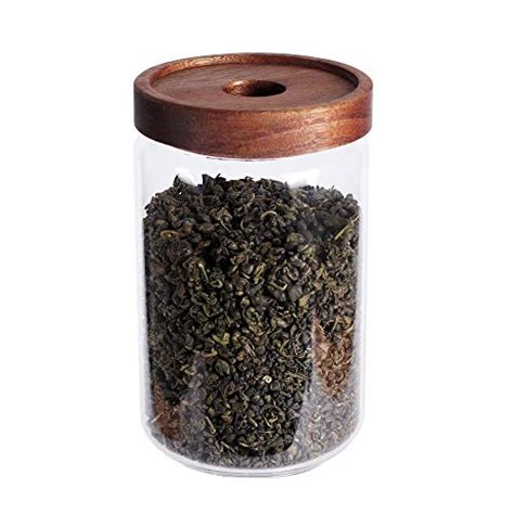 Glass Tea Canister 25 Fl Oz 750ml Bulk Food Storage Jar With Airtight Acacia Lid Glass Food