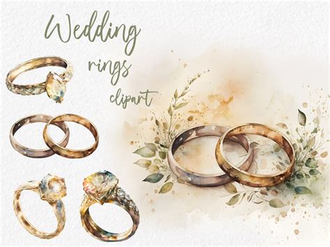 Wedding Rings Clipart Bridal Rings Engagement Rings Watercolour