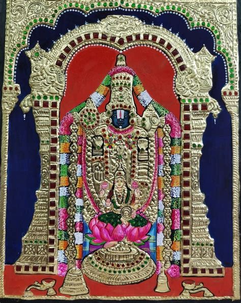 Thirupathi Venkatachalapathy With Lakshmi Tanjore Painting By My Moms