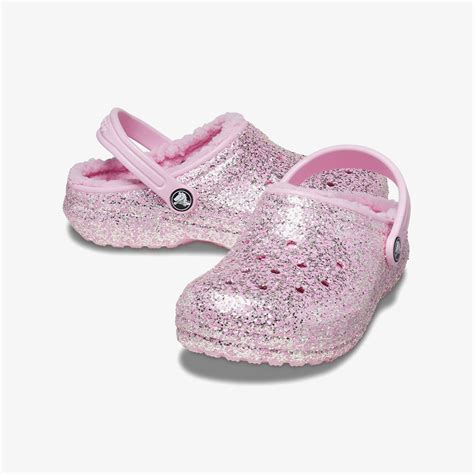 Crocs Classic Lined Glitter Clog K Çocuk Pembe Terlik Çocuk Sandalet