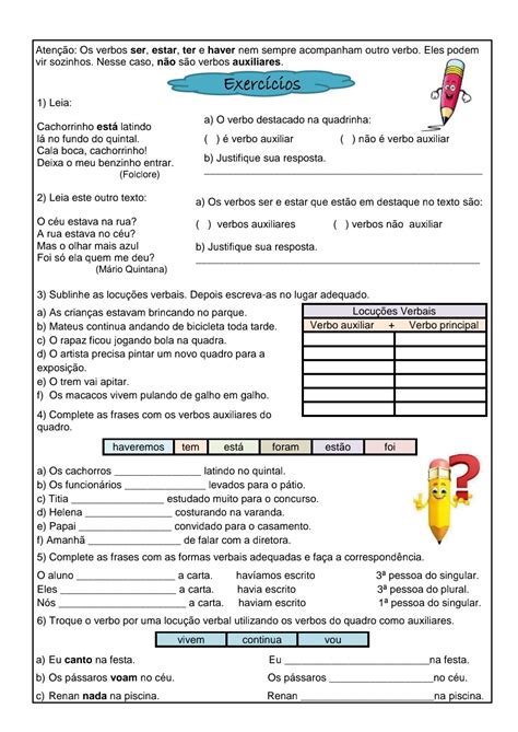 Atividade 5 Ano Verbo - Verbos 5 Ano Atividades - NAZAEDU
