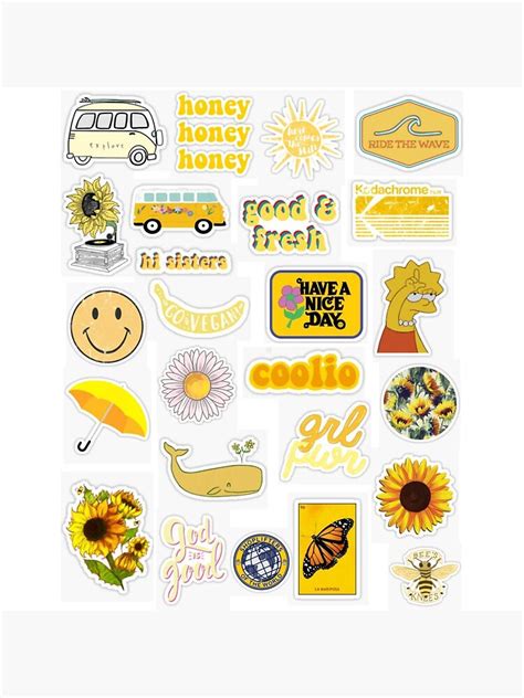 Vintage Yellow Sticker Pack Sticker By Lauren53103 Redbubble