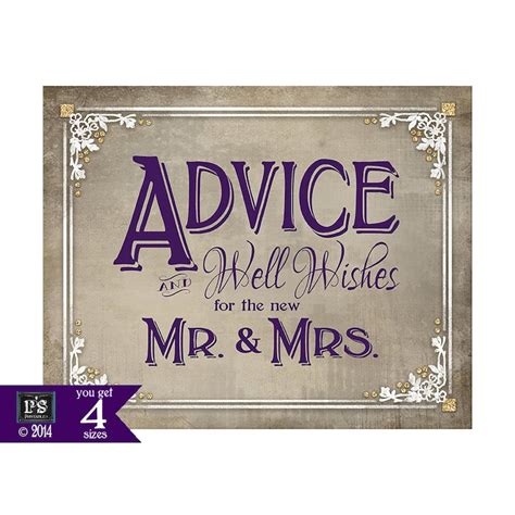 Advice And Well Wishes For Mr And Mrs Printable Wedding Sign Etsy