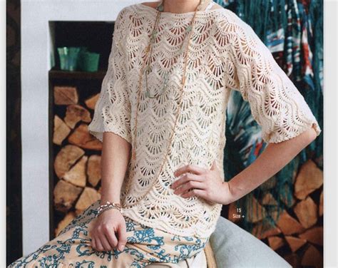 Super Easy CROCHET PATTERN Summer Sweater Women Dk Yarn Vintage Pattern