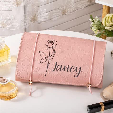 Personalisierte Kosmetik Reisetaschen Mit Namen Und Geburtsblume