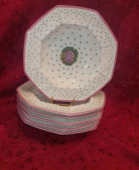 6 ASSIETTES CREUSES En Porcelaine De Limoges Haviland Decor PYRAMIDE