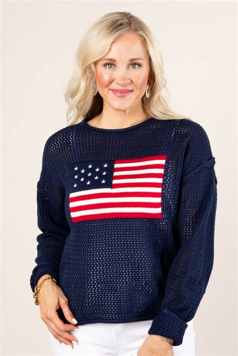 Open Knit American Flag Sweater – Glamour Farms Boutique