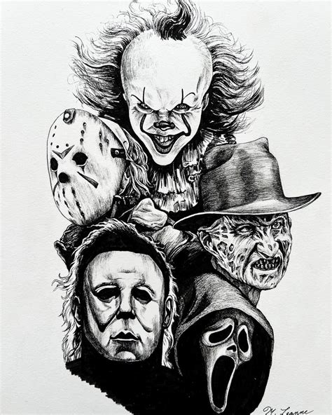 Slashers Art Print Pen And Ink Drawing Horror Movie Art Etsy