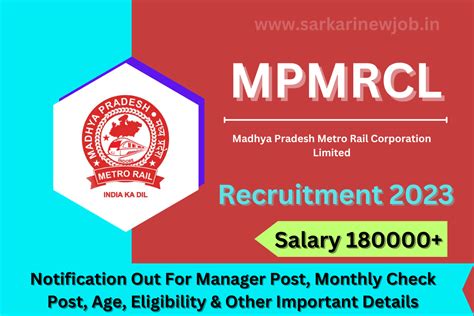 Mpmrcl Recruitment 2023 Notification Out For Manager Post Monthly